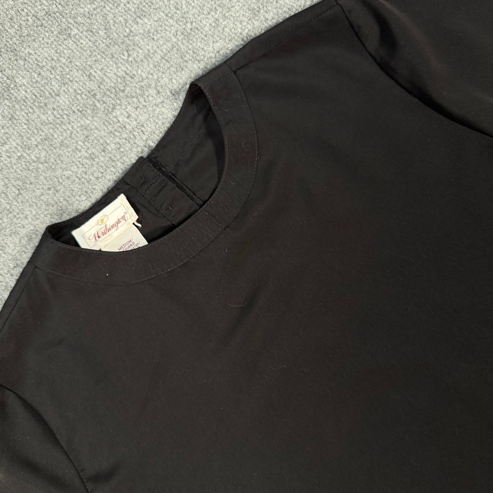 Worthington Black Short Sleeve Blouse Crew Neck Top Medium 712554 #4549
